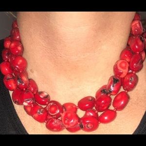 3 strands of red coral